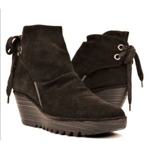 FLY LONDON Yama Brown Suede Wedge Boot Size 39